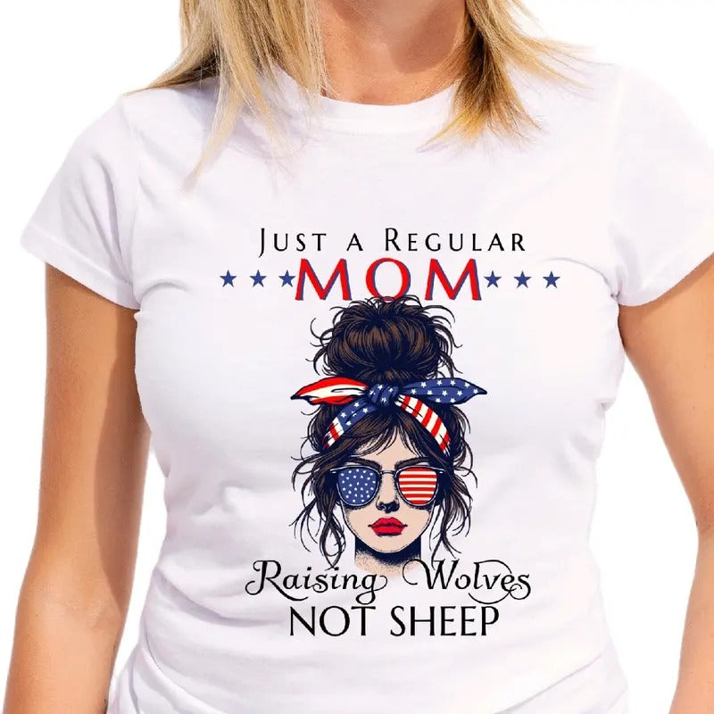 Regular Mom Raising Wolves t-shirt for Women