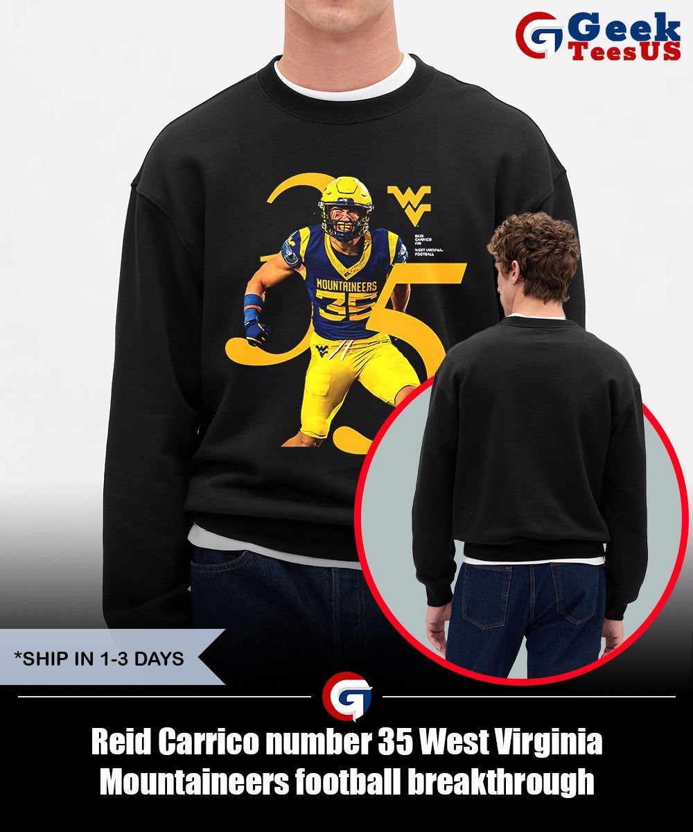 Reid Carrico number 35 West Virginia Mountaineers football breakthrough shirt