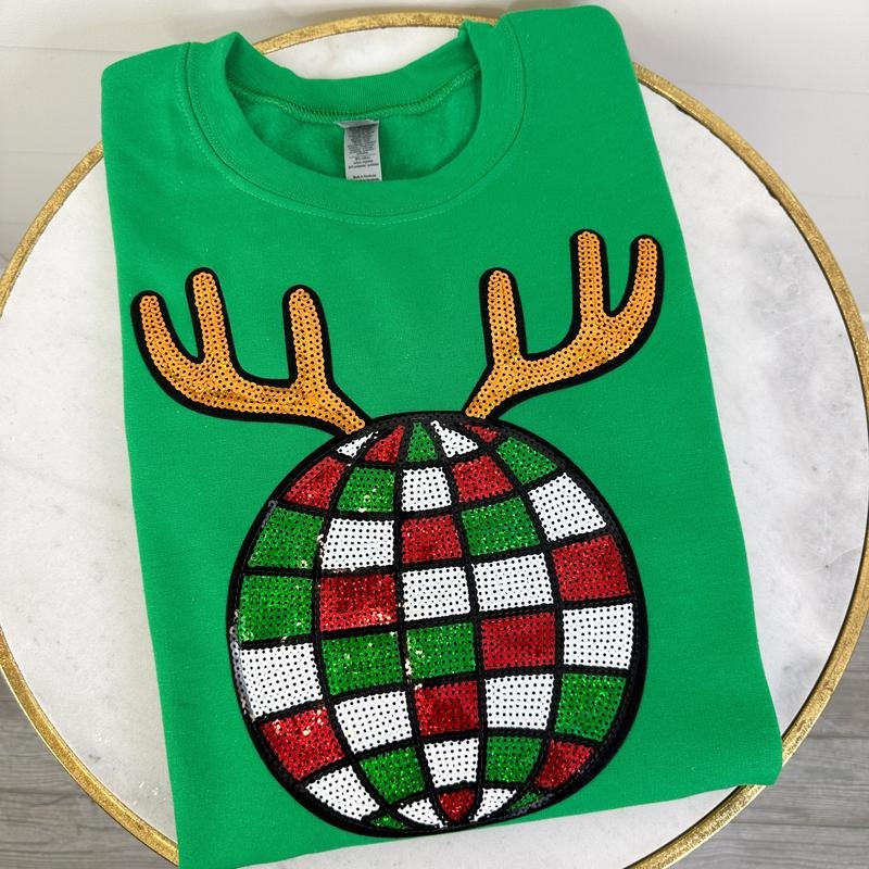Reindeer Disco Patch Gildan Sweatshirt T-Shirts, Hoodie | HypeDripTees.com