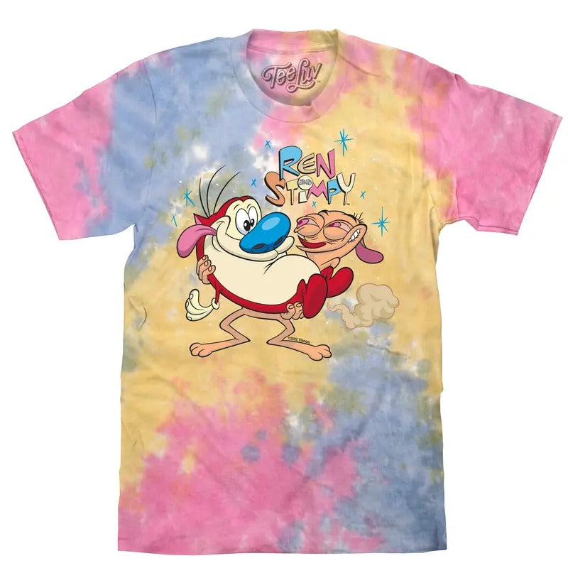 Ren & Stimpy Slap Tie Dye T-Shirt - Sherbert Tie Dye Hoodie, Sweatshirt | HypeDripTees.com