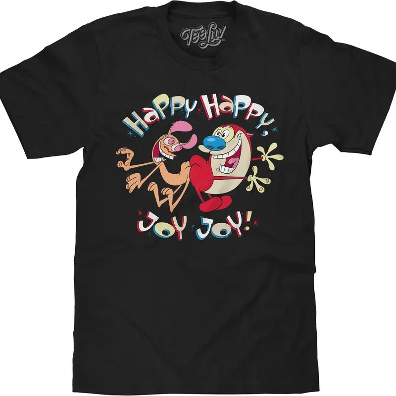 Ren and Stimpy Happy Happy Joy Joy T-Shirt - Black Hoodie, Sweatshirt | HypeDripTees.com