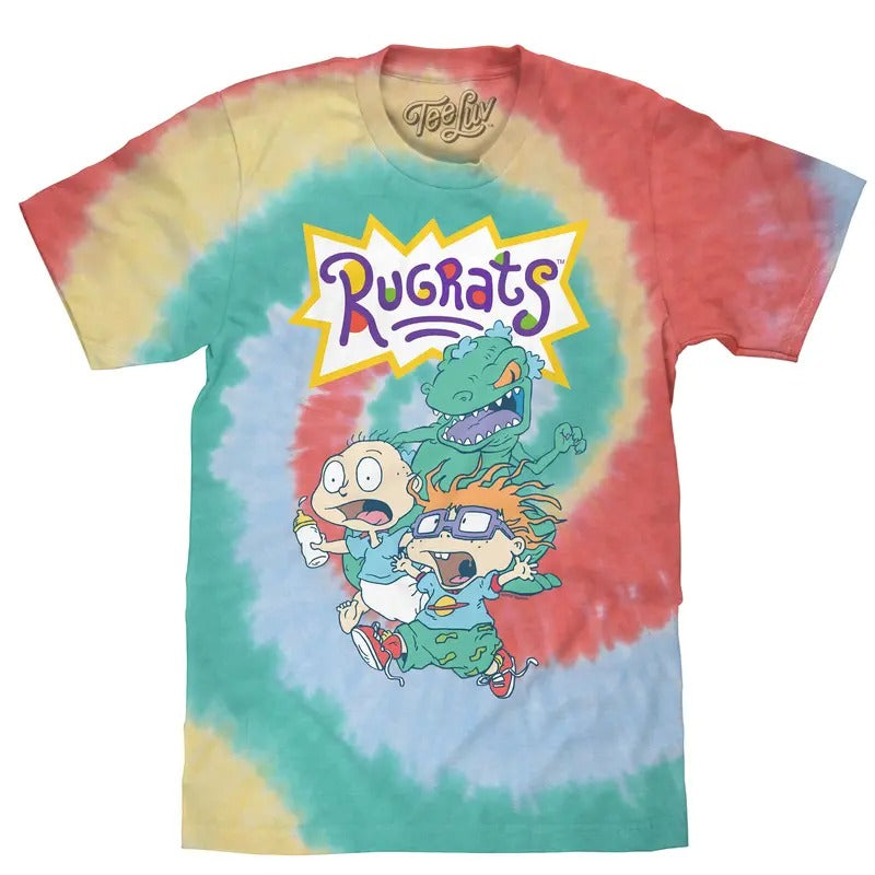 Reptar, Tommy, and Chucky Rugrats Tie Dye T-Shirt - Gum Drop Hoodie, Sweatshirt | HypeDripTees.com