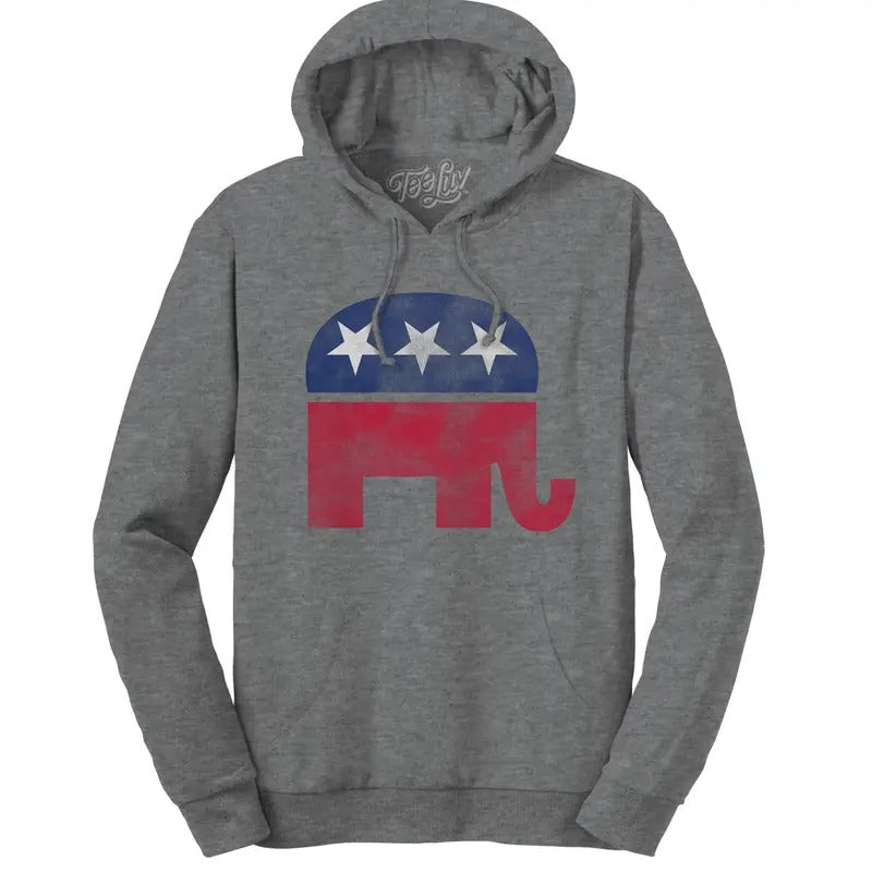 Republican Elephant Hooded Sweatshirt - Oxford Gray T-Shirts, Hoodie | HypeDripTees.com