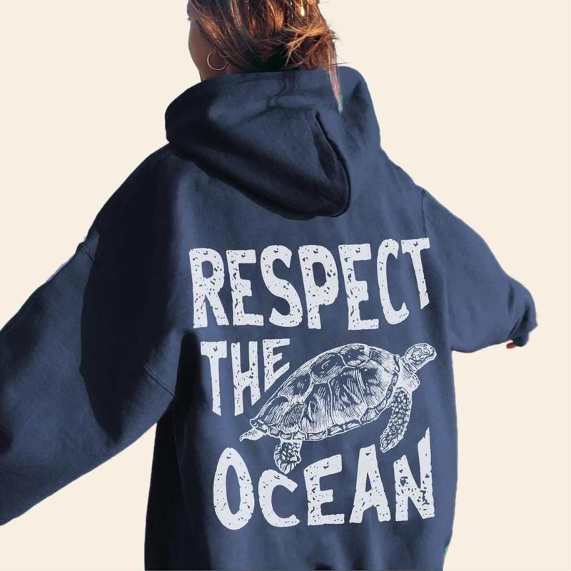 Respect Ocean Turtle Beach Surf Carolina Blue Words Back Eco Clothes T-Shirts, Hoodie, Sweatshirt