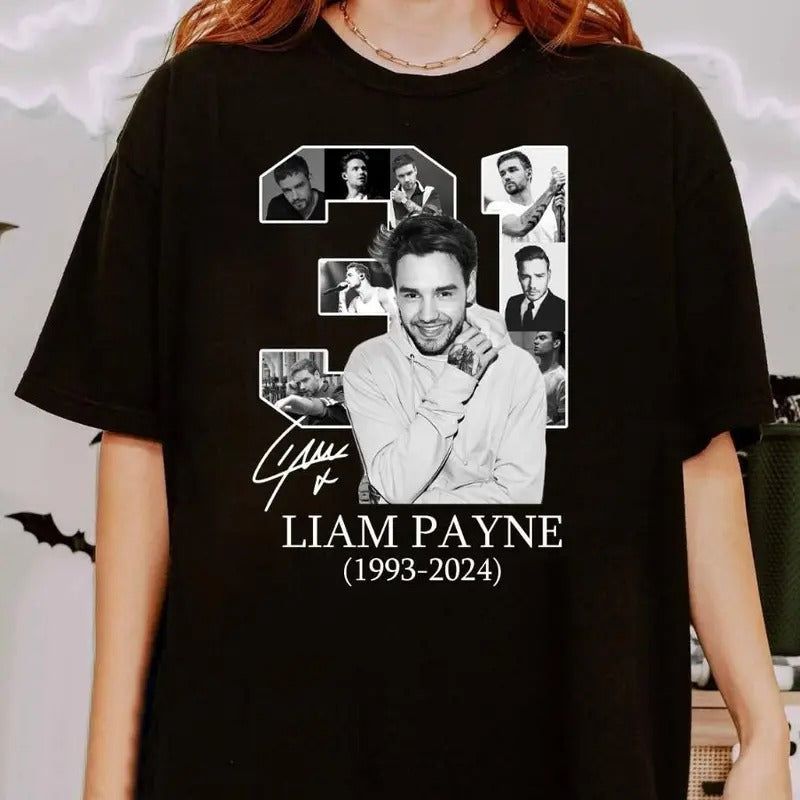 Rest In Peace Liam Payne Vintage Unisex Black Shirt, Liam Payne Thank You For The Memories Tshirt, In Memory Of Liam...