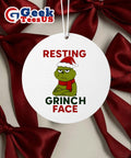 Resting Grinch Face Christmas Ornament