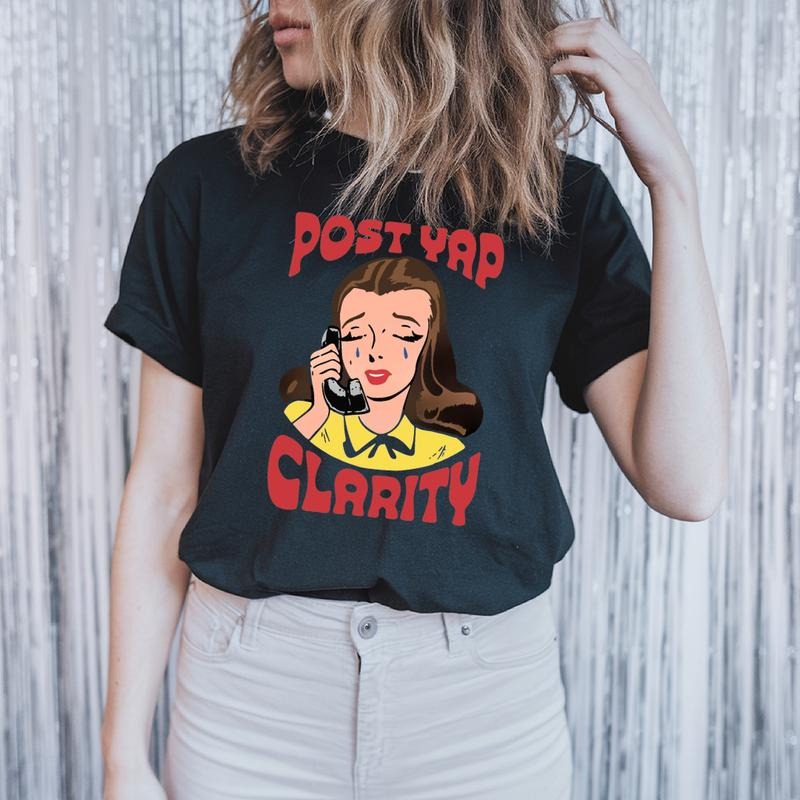 Retro - Inspired T - Shirt with "Post YAP Clarity" Slogan and Nostalgic Graphic Hoodie, Sweatshirt | HypeDripTees.com