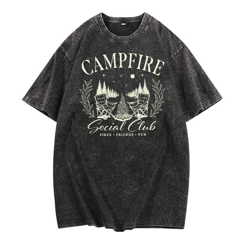 Retro - Washed T - Shirt: Join the Campfire Social Club for Outdoor Adventures Hoodie, Sweatshirt | HypeDripTees.com