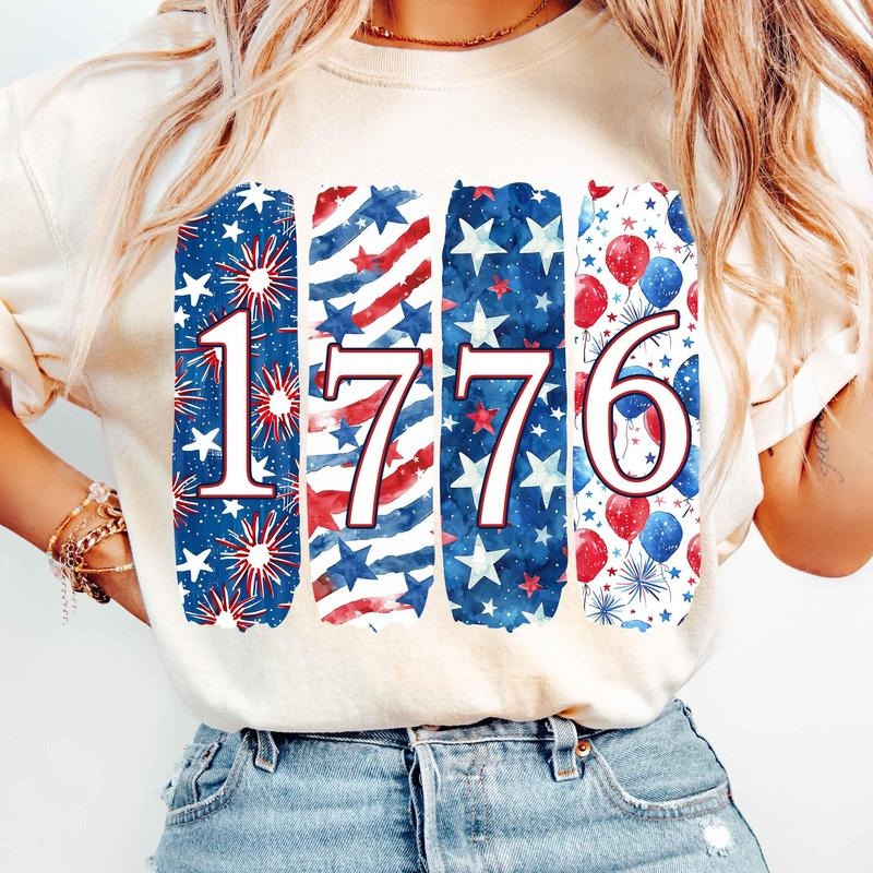 Retro 1776 T-Shirt, America 4th of July Shirt, 1776 Brushstroke T-Shirt, Preppy Memorial Day Shirt, USA T-Shirt Hoodie,...