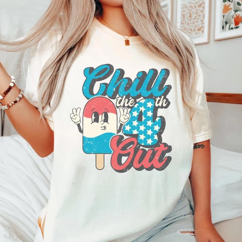 Retro 4th Of July Shirt, Funny Chill The 4th Out T-Shirt, Vintage Fourth Of July Shirt, America T Shirt USA Flag...