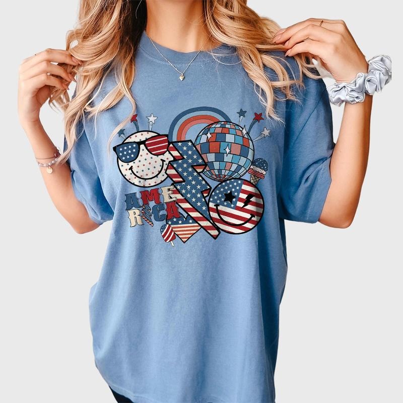 Retro 4th of July Shirt, 4th of July Tee, Retro Smile Shirt, America Flag Shirt, Independence Day, Patriotic Shirt, hirts...