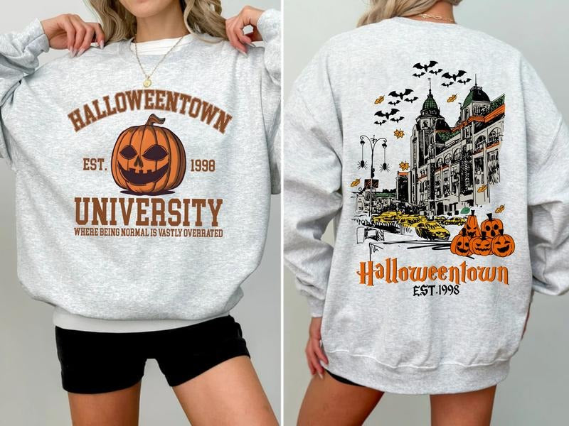 Retro 90s Halloweentown Sweatshirt, Halloweentown University Tee Shirt, Pumpkin Jack O Lantern Shirt, Spooky Pumpkin...
