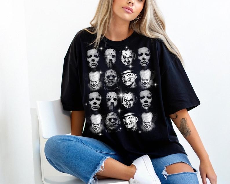 Retro Aesthetics Retro Halloween Shirt Horror Movie Theme Scary Movie Shirt Horror Character Shirt Vintage Halloween...
