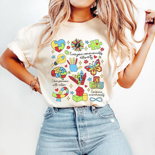 Retro Autism Awareness T-Shirt, Autism Coquette Bow T-Shirt, Autism Mama T-Shirt, Autism Advocate T-Shirt, Special Education, Neurodiversity T-Shirt