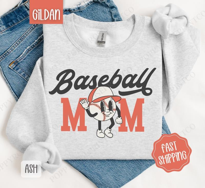 Retro Baseball Mom Sweatshirt, Women's Crewneck, Baseball Mom Women's Sweatshirt T-Shirts, Hoodie | HypeDripTees.com