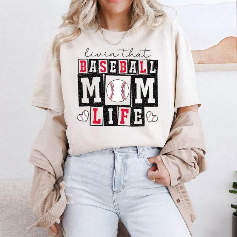 Retro Baseball Mom T-shirt, Graphic Baseball T-shirt, Baseball Mom Life Sublimation Design, Digital Download, Baseball...