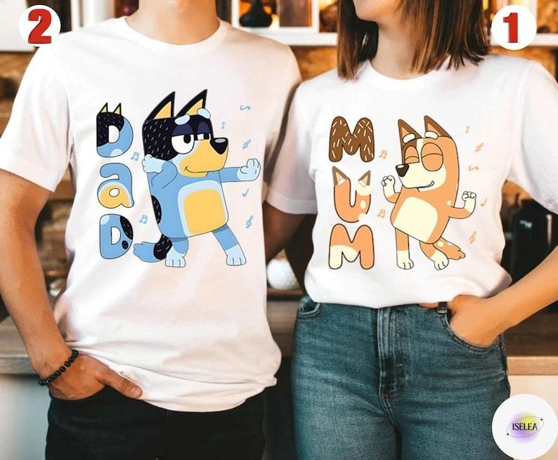 Retro Bluey Family Shirts | Family Matching Shirts | Bandit Heeler Shirt | Bluey Birthday Tee | Bandit Chili Bingo |...