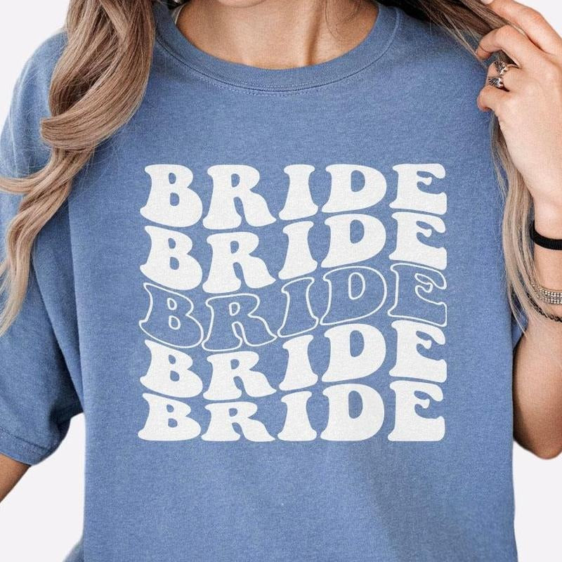 Retro Bride Bridesmaid Shirt, Groovy Bachelorette Party Shirt, Bridal Party Tee, Shirt For Women, Aesthetic Trendy...