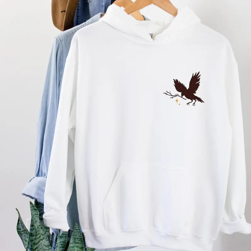 Retro Calestial Bird And Moon Hoodie,Back and Front Both Printed Hoodie, Trendy Crewneck Aesthetic Hoodie, Bird lover...