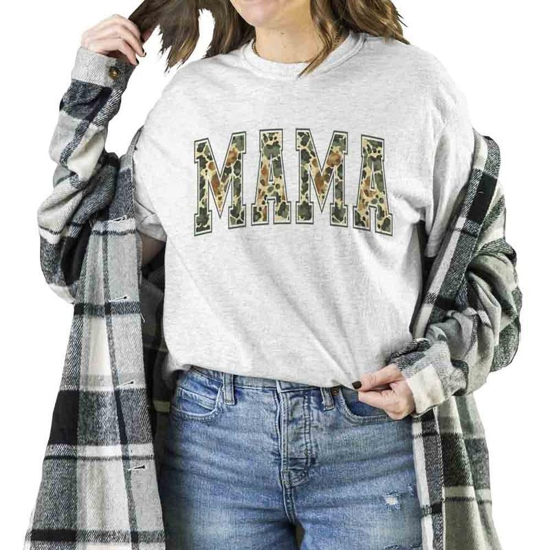 Retro Camo Mama Camouflage Unisex T-shirt Sweatshirt Hoodie, Mama Camo Old Camo Vintage Cotton | HypeDripTees.com