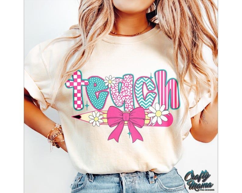Retro Checkered Teacher shirt, Floral Coquette Teacher, Preppy Teacher Shirt Hoodie, Sweatshirt | HypeDripTees.com