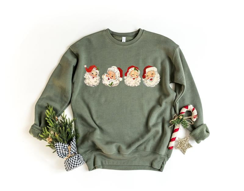 Retro Cheerful Santa Tshirt, Santa Merry Christmas Shirt, Vintage Santa Claus Graphic Tee, Xmas Women Men Gift, Classic...