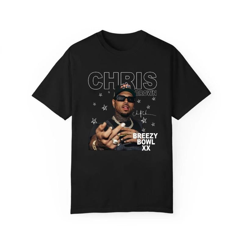 Retro Chris Brown Graphic T - Shirt, "Breezy Bowl XX" Design Hoodie, Sweatshirt | HypeDripTees.com
