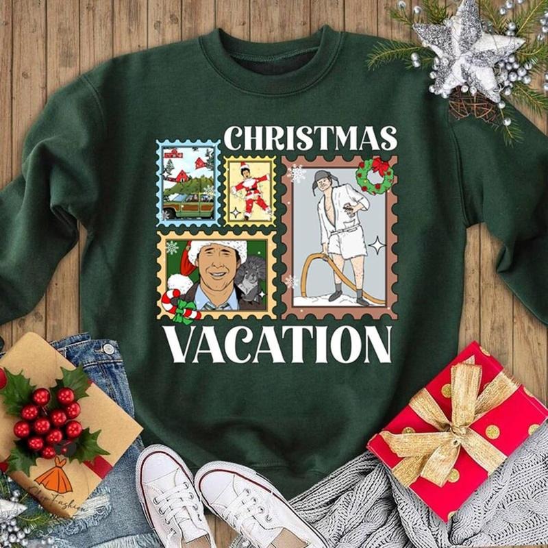 Retro Christmas Stamp Style Shirt, Family Xmas Shirt, Christmas Movie Hoodie, Sweatshirt | HypeDripTees.com