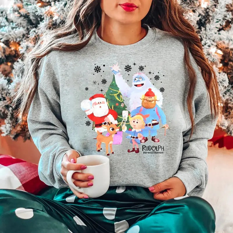 Retro Christmas Sweatshirt, Vintage Rudolph Christmas Shirt, Rudolph Red Nosed Reindeer Crewneck, Cute Christmas Shirt,...