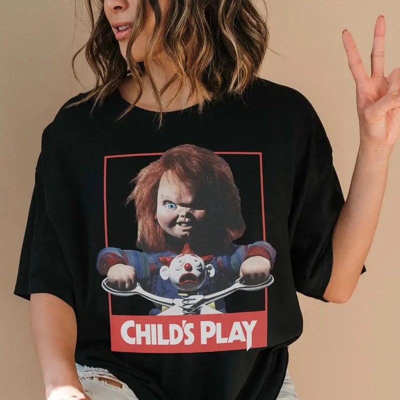 Retro Chucky Movie T-Shirt, Vintage Child's Play Doll Box Horror Movie Graphic Tee Shirt for Men and Women, Movie...