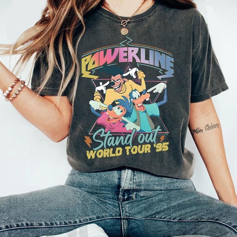 Retro D.Ney Goofy Movie Powerline World Tour 95' Shirt Goofy Movie Shirt Vintage D.Ney Powerline Shirt D.Neyland Family Trip T-Shirts, Hoodie, Sweatshirt
