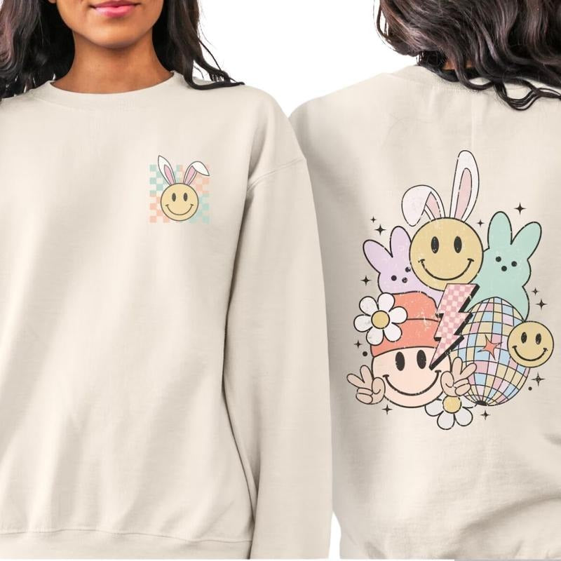 Retro Easter Sweatshirt, Back Printed Easter Sweatshirt T-Shirts, Hoodie | HypeDripTees.com