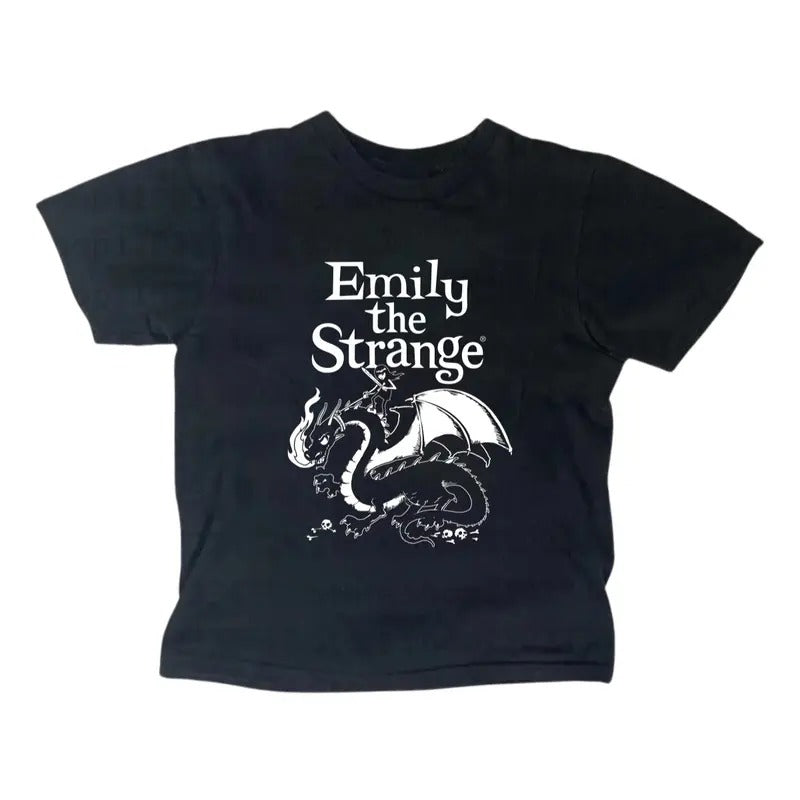 Retro Emily Strange Baby Tee, Gothic Emo Girl, Y2k Top Women Streetwear, Summer Girl Top, Women Fitted T-Shirt, Casual...