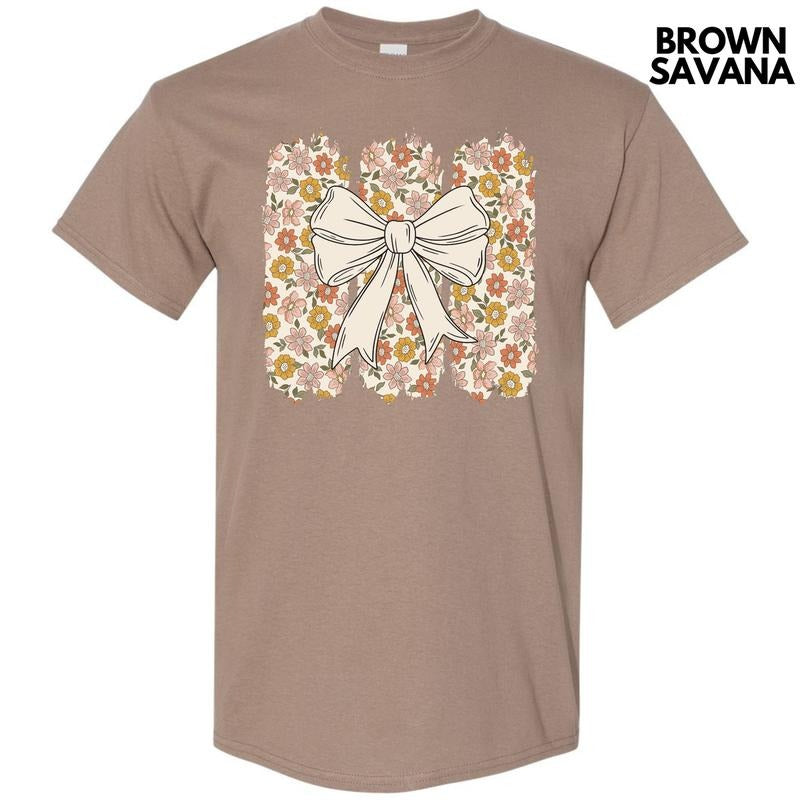 Retro Flower Bow Gildan Short Sleeve T-Shirt 'NLB' Hoodie, Sweatshirt | HypeDripTees.com
