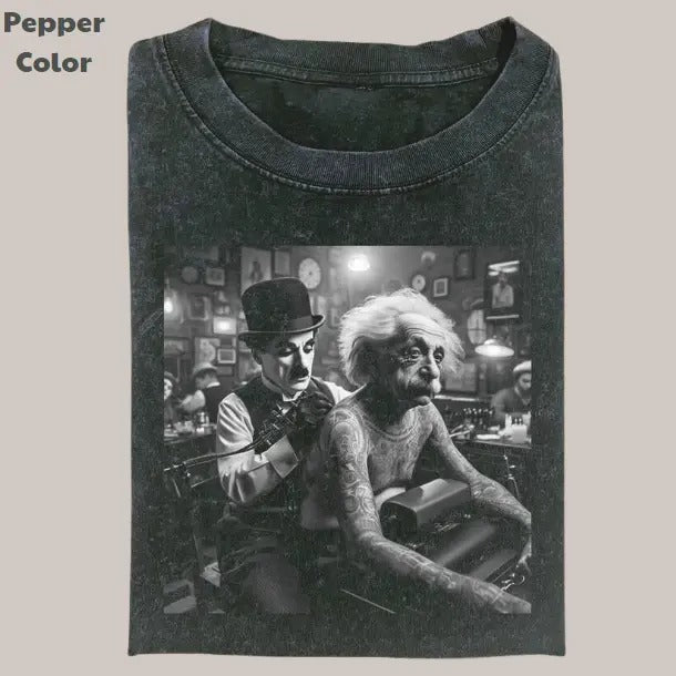 Retro Funny Vintage Graphic Tee, Albert Einstein Tattoo T-Shirt, Unisex Meme Cringe Funny Dumb Shirt, Menswear Womenswear...
