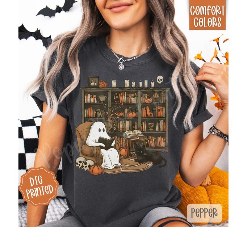 Retro Ghost Reading Books Shirt Halloween T-Shirts, Hoodie, Sweatshirt
