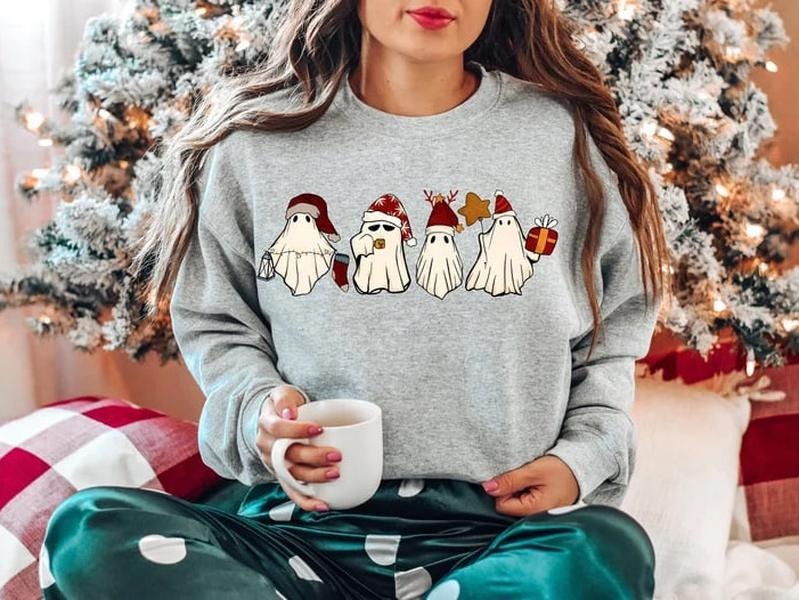 Retro Ghost Santa Ghosts Cute Ghost Shirt Ghost Santa Shirt T-Shirts, Hoodie, Sweatshirt