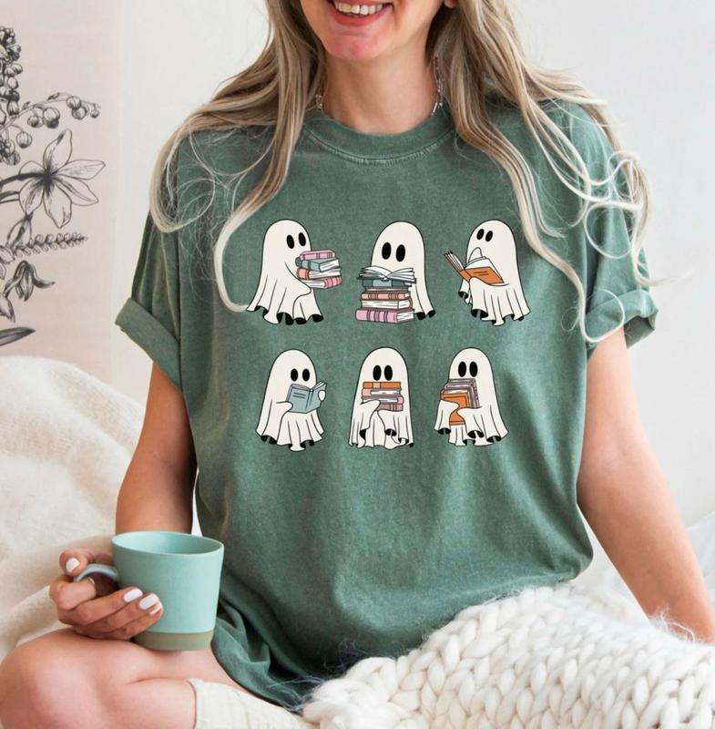 Retro Ghosts Reading Shirt, Books Teacher Tee, Spooky Season Trendy Shirt, Bookish Shirt, Reading Ghost Shirt, Summerween...