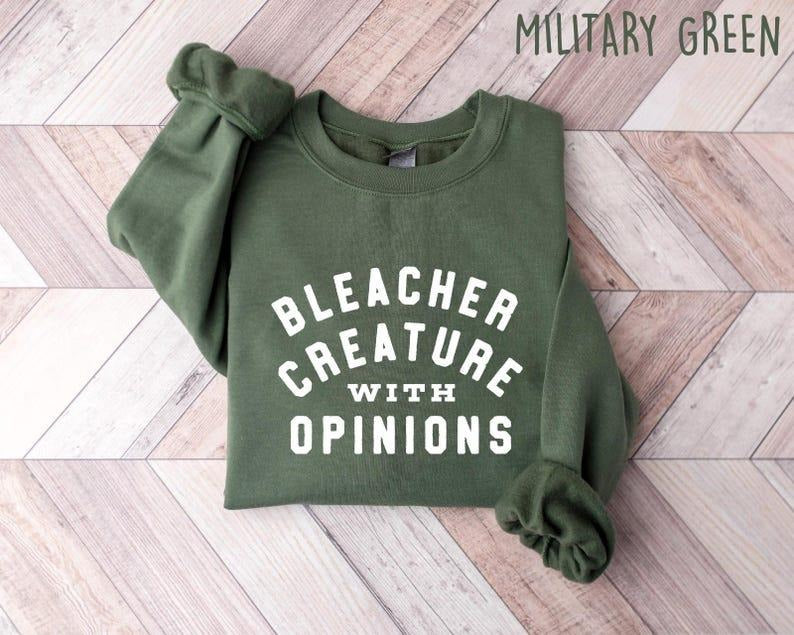 Retro Graphic Bleacher Creature With Opinions Sweatshirt for Women, Funny Football Mom Sweater, Sporty Humor Cheer Mom...