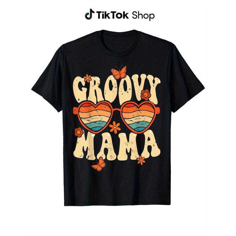 Retro Groovy Mama 70s Aesthetic 1970's Mother's Day T-Shirt Happy Mother's Day Mommy funny design for men women T-Shirt...