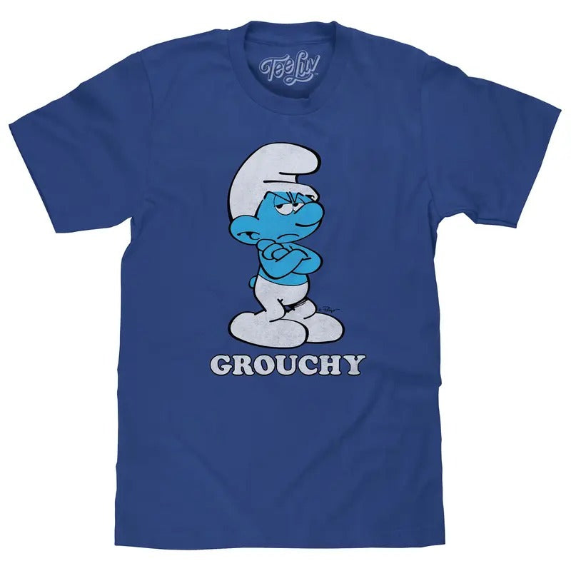 Retro Grouchy Smurf T-Shirt - Royal Blue Hoodie, Sweatshirt | HypeDripTees.com