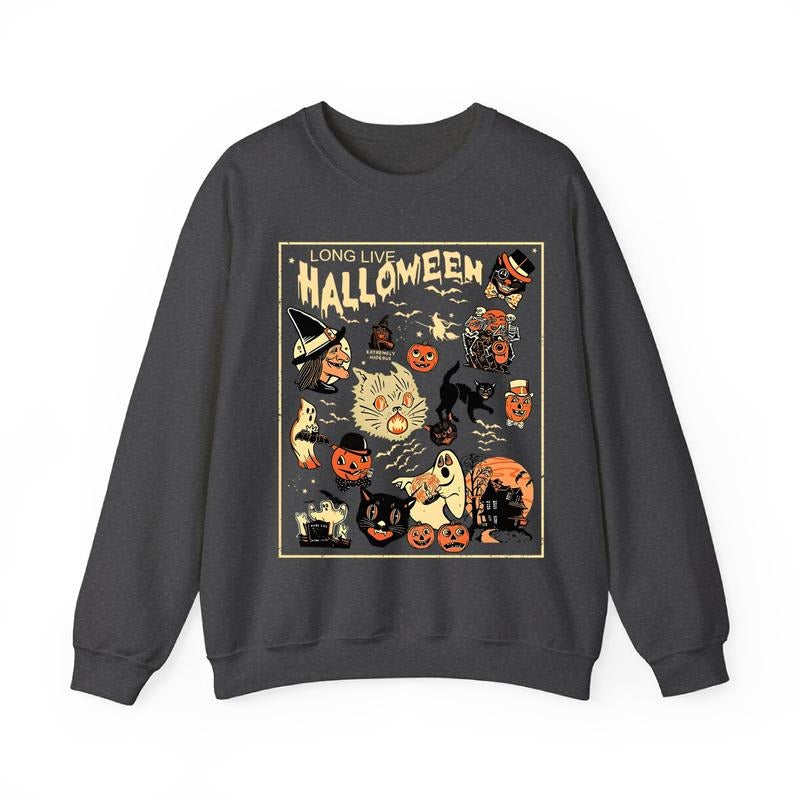 Retro Halloween Long Live Halloween Halloween Classic Cotton T-Shirts, Hoodie, Sweatshirt