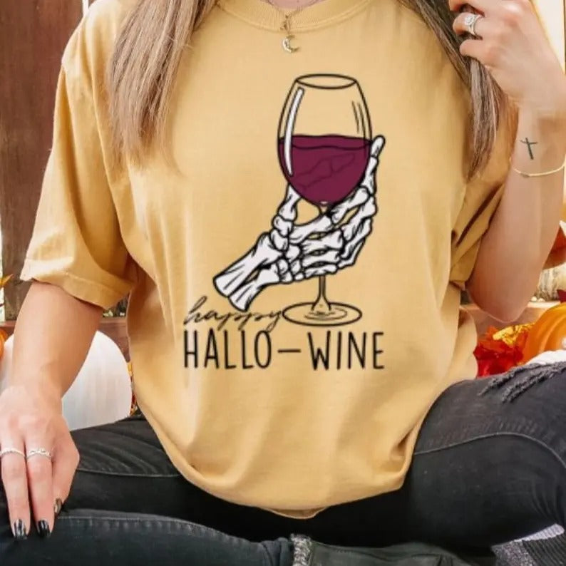 Retro Halloween Comfort Colors shirt, Wine Saying Tshirt, Vintage Ghost Halloween t-Shirt, Monster Tee,  Wine Tee...