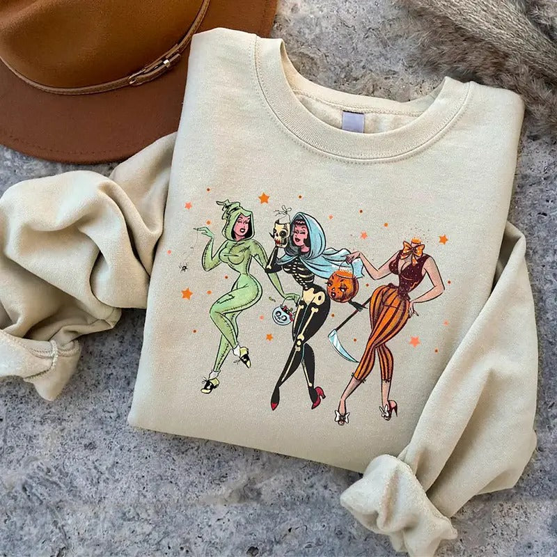 Retro Halloween Cowgirl Sweatshirt, Retro Halloween Shirt, Vintage Halloween Sweatshirts, Western Halloween Shirt,...