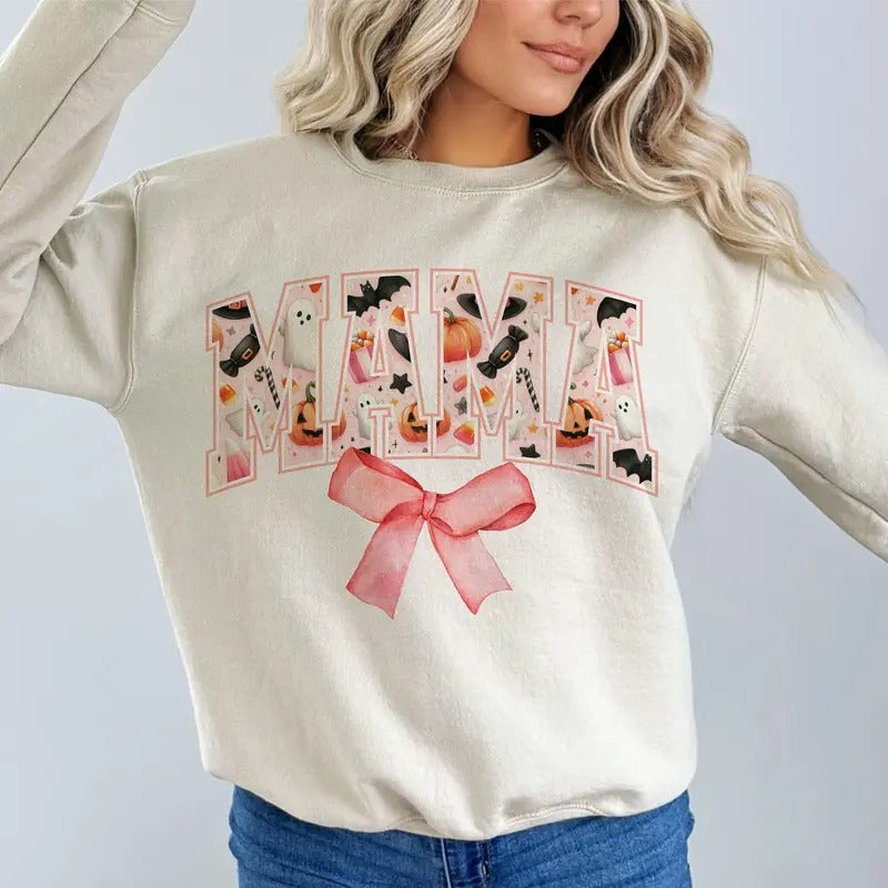 Retro Halloween Mama Coquette Shirt Coquette Bow Halloween Shirt Halloween Mama Shirt Mama Shirt Halloween Coquette T-Shirts, Hoodie, Sweatshirt