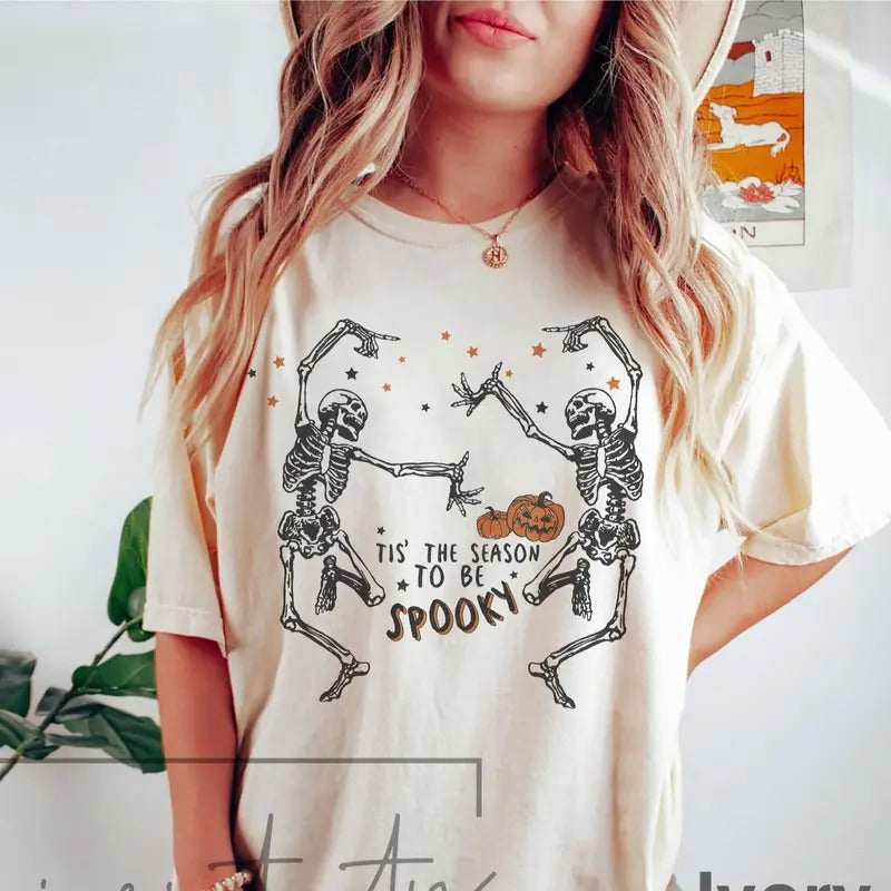 Retro Halloween t-shirt, Vintage spooky season Shirt, Retro Fall Shirt, dancing Skeleton Danceing Hoodie, Sweatshirt