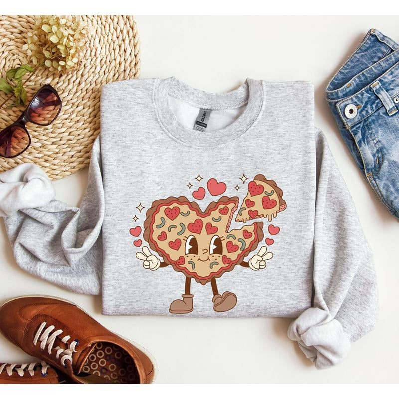 Retro Heart Pie Sweatshirt, Vintage Valentine's Day Sweatshirt, Crew Neck, Women's, Crewneck, Valentine's Day, Love,...