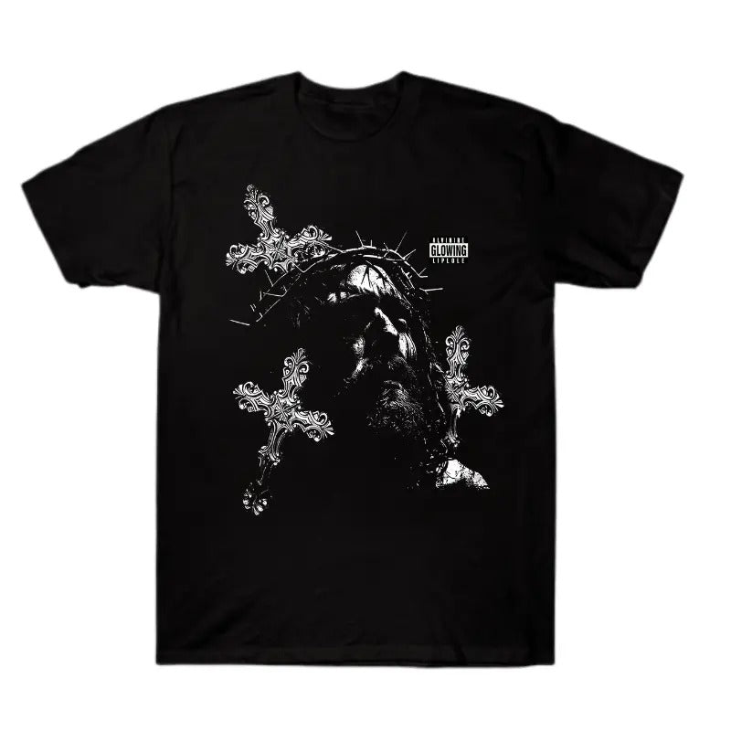 Retro Jesus Cross Graphic Print Acid Washed T-Shirt Cotton Unisex Graphic Tees, Crew Neck, Size S- 3XL, Menswear Top,...