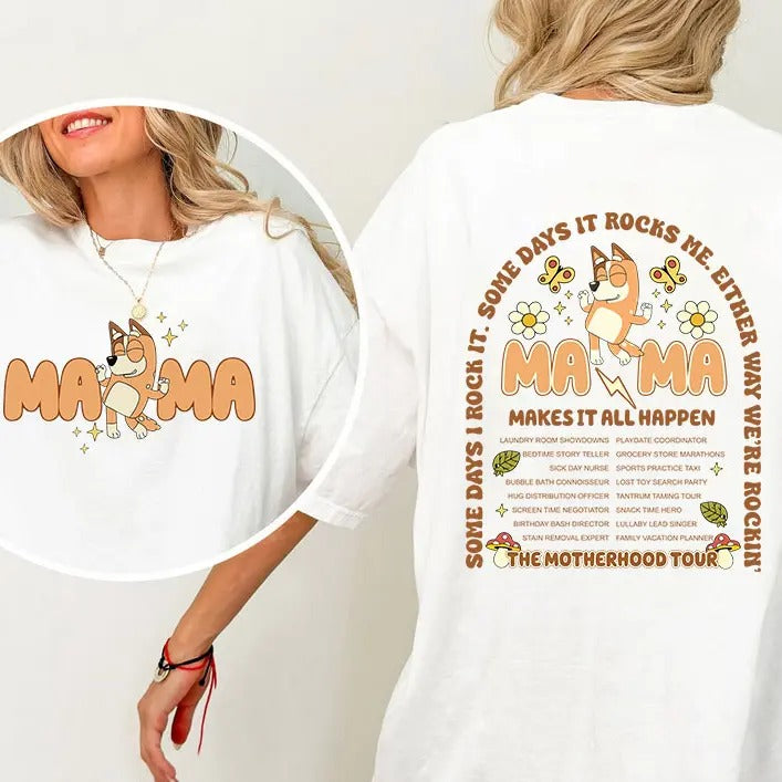 Retro Mama Blueyyy Shirt, Blueyy Mom Life Sweatshirt, Funny Mom T- Shirt, Mother Day BBlueyy Shirt Hoodie | HypeDripTees.com