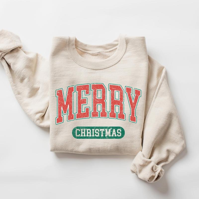 Retro Merry Christmas Sweatshirt, Merry Christmas Family Shirt, Womens Christmas Sweatshirt, Holiday Sweater, Merry...